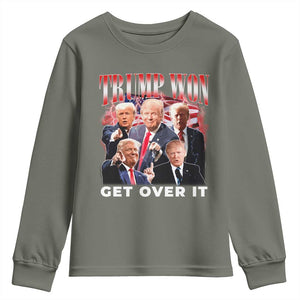 Trump Won 2024 Youth Sweatshirt Get Over It 45 47 President TS10 Military Green Print Your Wear