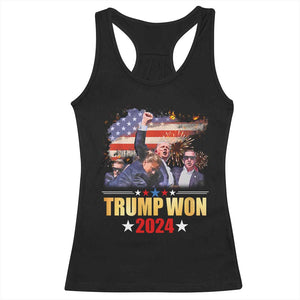 Trump Won 2024 Racerback Tank Top President 45 47th Second Term US Flag TS10 Black Print Your Wear