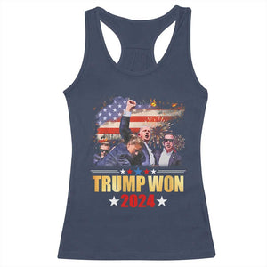 Trump Won 2024 Racerback Tank Top President 45 47th Second Term US Flag TS10 Navy Print Your Wear