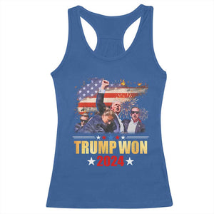 Trump Won 2024 Racerback Tank Top President 45 47th Second Term US Flag TS10 Royal Blue Print Your Wear