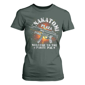 Nakatomi Plaza Christmas Party T Shirt For Women 1988 Welcome To The Party Pal 80'S Die Movie Bruce TS10 Dark Forest Green Print Your Wear