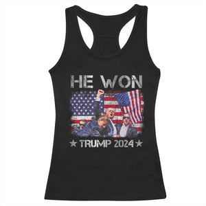 Trump Won 2024 Racerback Tank Top He Won President 47th American Flag TS10 Black Print Your Wear