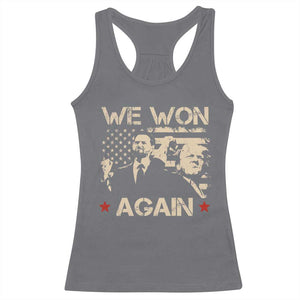 Trump Vance We Won 2024 Racerback Tank Top Victory President 47 American Flag TS10 Charcoal Print Your Wear