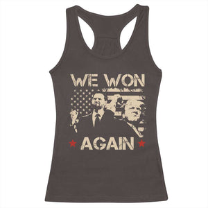 Trump Vance We Won 2024 Racerback Tank Top Victory President 47 American Flag TS10 Dark Chocolate Print Your Wear
