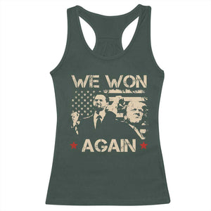 Trump Vance We Won 2024 Racerback Tank Top Victory President 47 American Flag TS10 Dark Forest Green Print Your Wear