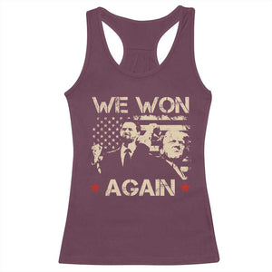 Trump Vance We Won 2024 Racerback Tank Top Victory President 47 American Flag TS10 Maroon Print Your Wear