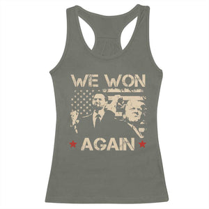 Trump Vance We Won 2024 Racerback Tank Top Victory President 47 American Flag TS10 Military Green Print Your Wear