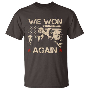 Trump Vance We Won 2024 T Shirt Victory President 47 American Flag TS10 Dark Chocolate Print Your Wear