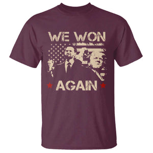Trump Vance We Won 2024 T Shirt Victory President 47 American Flag TS10 Maroon Print Your Wear
