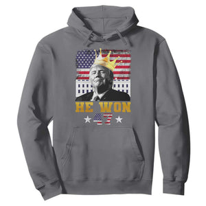Trump Won 2024 Hoodie He Won President 47th Of White HouseAmerican Flag TS10 Charcoal Print Your Wear