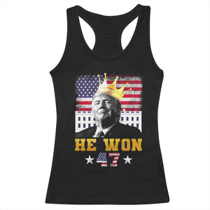 Trump Won 2024 Racerback Tank Top He Won President 47th Of White HouseAmerican Flag TS10 Black Print Your Wear
