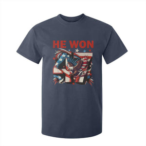 Trump Won T Shirt For Kid 47 President 2024 US Election Eagle American Flag TS10 Navy Print Your Wear