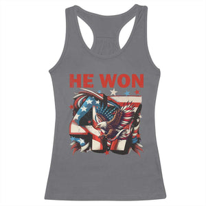Trump Won Racerback Tank Top 47 President 2024 US Election Eagle American Flag TS10 Charcoal Print Your Wear