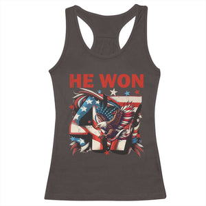 Trump Won Racerback Tank Top 47 President 2024 US Election Eagle American Flag TS10 Dark Chocolate Print Your Wear