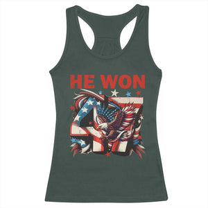 Trump Won Racerback Tank Top 47 President 2024 US Election Eagle American Flag TS10 Dark Forest Green Print Your Wear