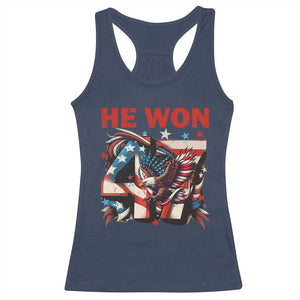 Trump Won Racerback Tank Top 47 President 2024 US Election Eagle American Flag TS10 Navy Print Your Wear