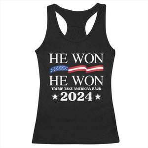 Trump 2024 Racerback Tank Top He Won Take American Back American Flag TS10 Black Print Your Wear