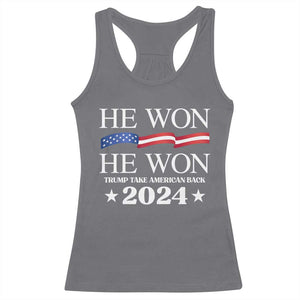 Trump 2024 Racerback Tank Top He Won Take American Back American Flag TS10 Charcoal Print Your Wear