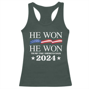Trump 2024 Racerback Tank Top He Won Take American Back American Flag TS10 Dark Forest Green Print Your Wear