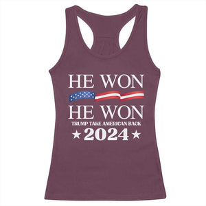 Trump 2024 Racerback Tank Top He Won Take American Back American Flag TS10 Maroon Print Your Wear