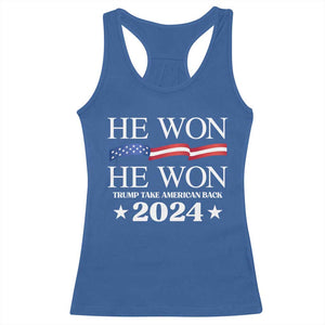 Trump 2024 Racerback Tank Top He Won Take American Back American Flag TS10 Royal Blue Print Your Wear