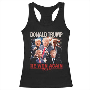 Donald Trump 2024 Racerback Tank Top He Won Again Retro 90s Flag TS10 Black Print Your Wear