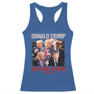 Donald Trump 2024 Racerback Tank Top He Won Again Retro 90s Flag TS10 Royal Blue Print Your Wear