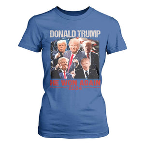 Donald Trump 2024 T Shirt For Women He Won Again Retro 90s Flag TS10 Royal Blue Print Your Wear