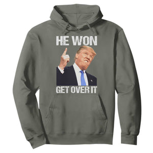 Trump Won 2024 Hoodie Get Over It 45 47th President TS10 Military Green Print Your Wear