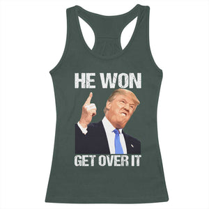 Trump Won 2024 Racerback Tank Top Get Over It 45 47th President TS10 Dark Forest Green Print Your Wear