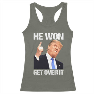 Trump Won 2024 Racerback Tank Top Get Over It 45 47th President TS10 Military Green Print Your Wear