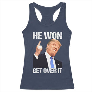 Trump Won 2024 Racerback Tank Top Get Over It 45 47th President TS10 Navy Print Your Wear