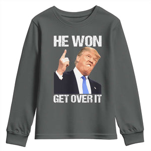 Trump Won 2024 Youth Sweatshirt Get Over It 45 47th President TS10 Dark Heather Print Your Wear