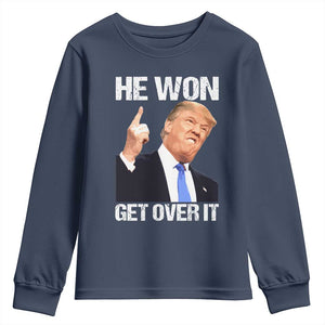 Trump Won 2024 Youth Sweatshirt Get Over It 45 47th President TS10 Navy Print Your Wear