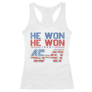 Trump 2024 Racerback Tank Top He Won Retro 45 47 Vintage American Flag TS10 White Print Your Wear