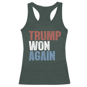 Trump Won Again 2024 Racerback Tank Top Retro 45 47 President Vintage 4547 TS10 Dark Forest Green Print Your Wear