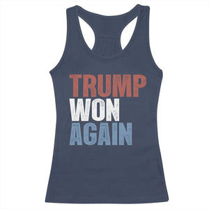 Trump Won Again 2024 Racerback Tank Top Retro 45 47 President Vintage 4547 TS10 Navy Print Your Wear