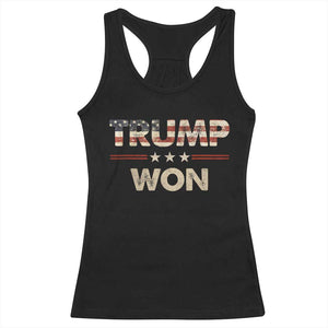 Trump Won 2024 Racerback Tank Top Retro 45 47 Vintage American Flag TS10 Black Print Your Wear