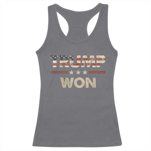 Trump Won 2024 Racerback Tank Top Retro 45 47 Vintage American Flag TS10 Charcoal Print Your Wear
