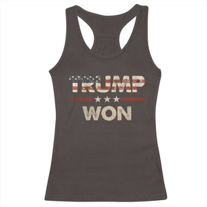Trump Won 2024 Racerback Tank Top Retro 45 47 Vintage American Flag TS10 Dark Chocolate Print Your Wear