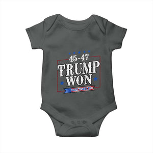 Trump 2024 Baby Onesie He Won Get Over it Gifts For Trump Supporter TS10 Dark Heather Print Your Wear