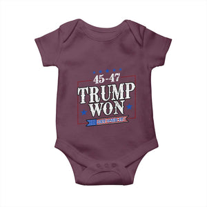 Trump 2024 Baby Onesie He Won Get Over it Gifts For Trump Supporter TS10 Maroon Print Your Wear