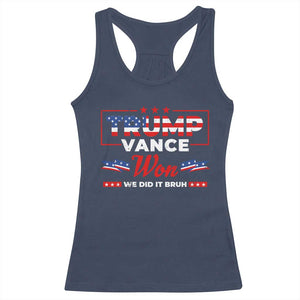 Trump Vance Racerback Tank Top Outlaw Hillbilly Won We Did It Bruh 2024 Election TS10 Navy Print Your Wear