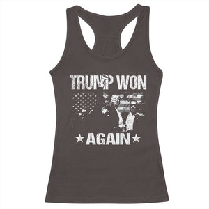 Trump Won 2024 Racerback Tank Top Donald Trump Won Again 45 47 President 2024 US Election TS10 Dark Chocolate Print Your Wear