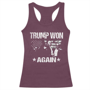 Trump Won 2024 Racerback Tank Top Donald Trump Won Again 45 47 President 2024 US Election TS10 Maroon Print Your Wear