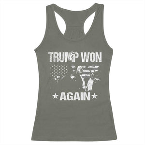 Trump Won 2024 Racerback Tank Top Donald Trump Won Again 45 47 President 2024 US Election TS10 Military Green Print Your Wear