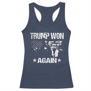 Trump Won 2024 Racerback Tank Top Donald Trump Won Again 45 47 President 2024 US Election TS10 Navy Print Your Wear
