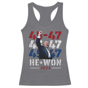Trump Won 2024 Racerback Tank Top President 47th 45 47 Trump Wins TS10 Charcoal Print Your Wear