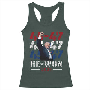 Trump Won 2024 Racerback Tank Top President 47th 45 47 Trump Wins TS10 Dark Forest Green Print Your Wear