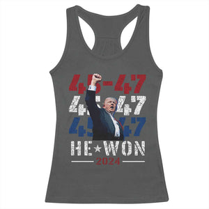 Trump Won 2024 Racerback Tank Top President 47th 45 47 Trump Wins TS10 Dark Heather Print Your Wear
